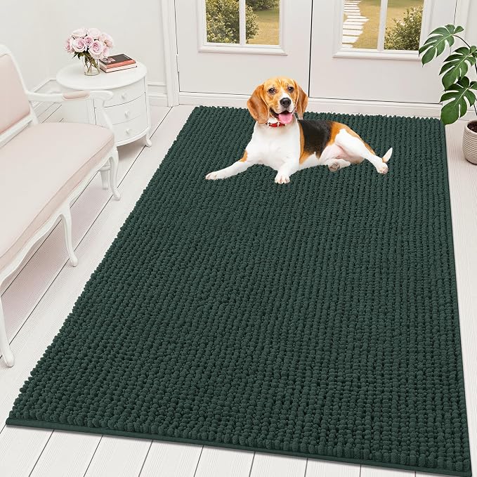 OLANLY Dog Door Mat for Muddy Paws 59x35, Ultra Absorbent Chenille Mud Doormat by OLANLY