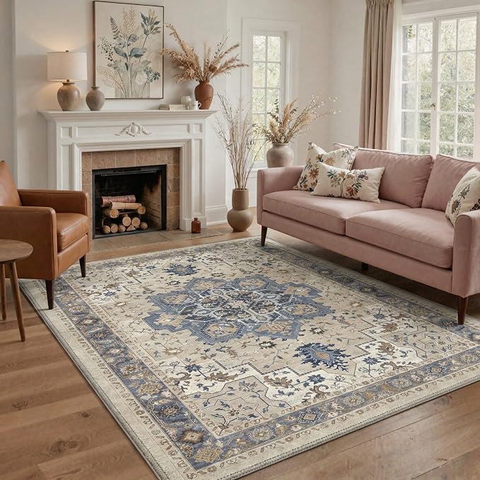 GENIMO 5x7 Area Rugs for Living Room, Machine Washable Rug, Non Slip Indoor by GENIMO