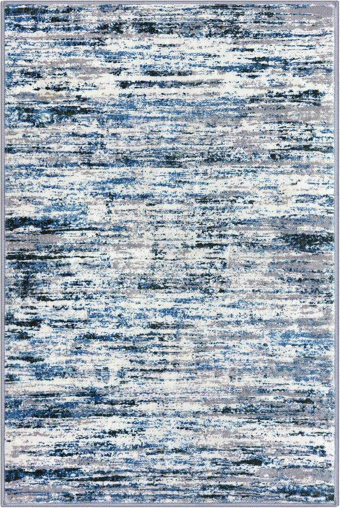 Lansny Modern Abstract 8x10 Large Machine Washable Living Room Rug Non-Slip - Image 9