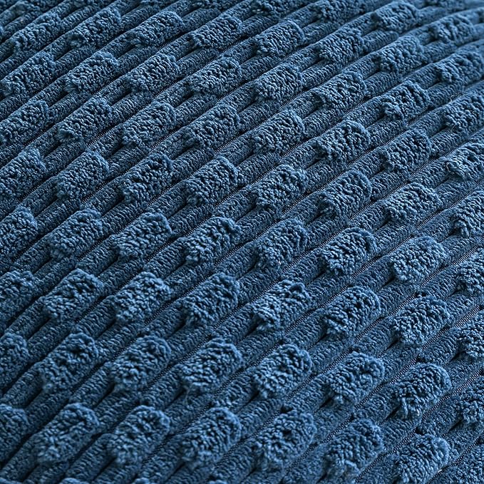 Set of 4 Blue Decorative Throw Pillow Covers 24x24 Inch Corduroy Pillow Covers - Image 4