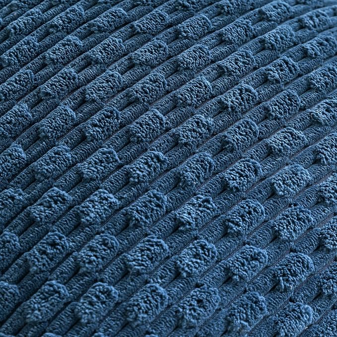 Set of 4 Blue Decorative Throw Pillow Covers 20x20 Inch Corduroy Pillow Covers - Image 5