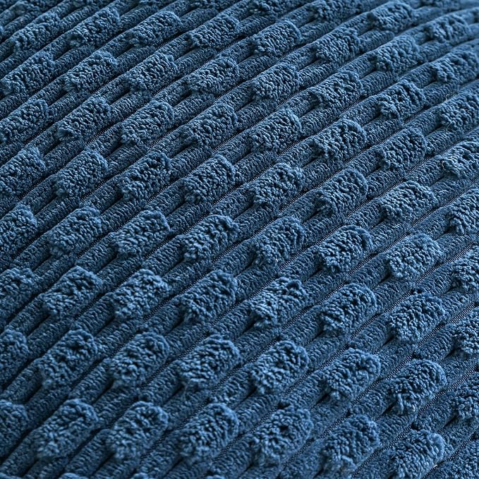 Set of 4 Blue Decorative Throw Pillow Covers 12x20 Inch Corduroy Pillow Covers - Image 5