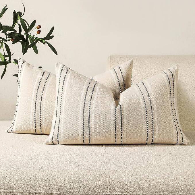 Hckot Hand Made Throw Pillow Covers 12x20 Set of 2 Striped Pillow Covers by Hckot