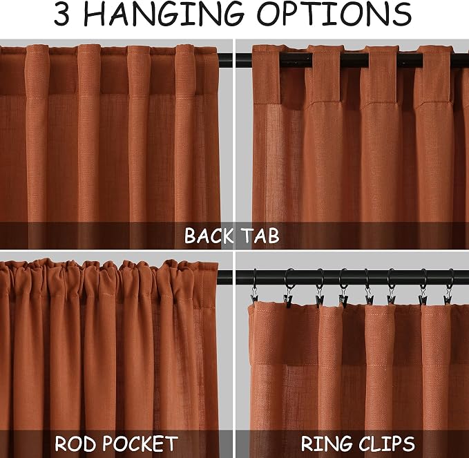 Nanspring Terracotta Curtains 80 Inches Length - Image 3