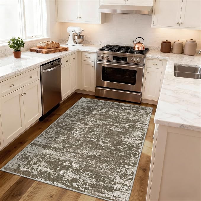 3x5 Area Rug Washable Entryway Rug Non Slip Abstract High-Stain Resistance No - Image 8