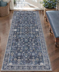 Tangsoo Washable Runner Rug for Hallway Non Slip, 2x5 Blue Floral Vintage by Tangsoo