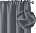 Chyhomenyc Dark Grey Curtains 45 Inch Length 2 Panels, Faux Linen Textured Semi by Chyhomenyc