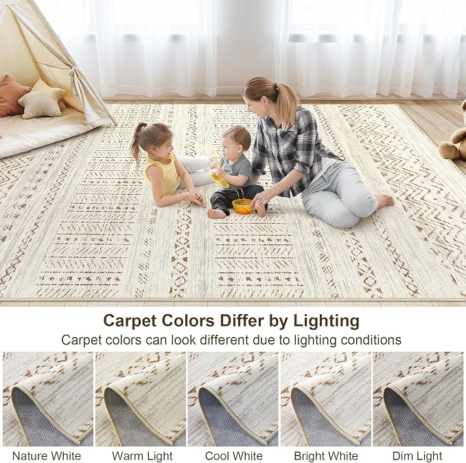 cotiled 8x10 Area Rug Living Room: Washable Boho Rugs - Image 7