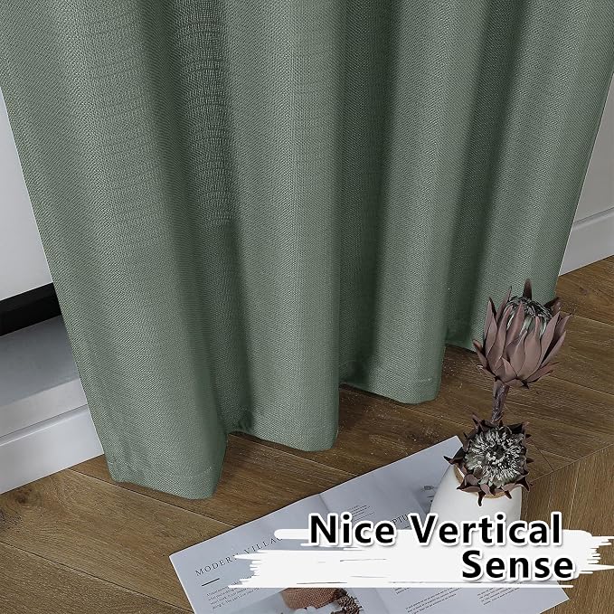Gwine Sage Green Valance Curtain, Light Filtering Faux Linen Textured Valance - Image 7