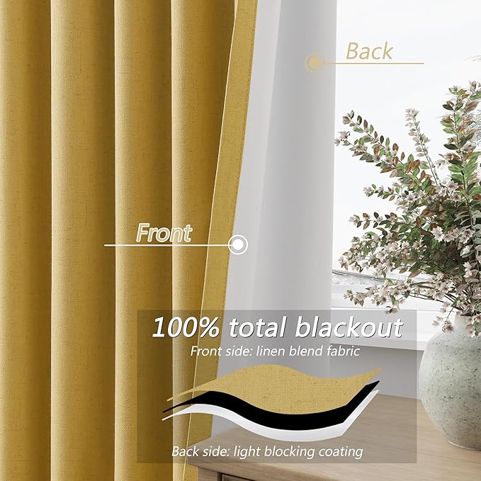 Guken 100% Blackout Curtains 72 Inch Length 2 Panels Set - Image 4
