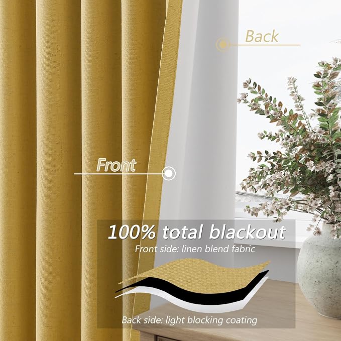 Guken 100% Blackout Curtains 90 Inch Length 2 Panels Set - Image 4
