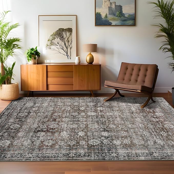 GarveeHome Washable Area Rugs 5x7 Vintage Printed Accent - Image 2