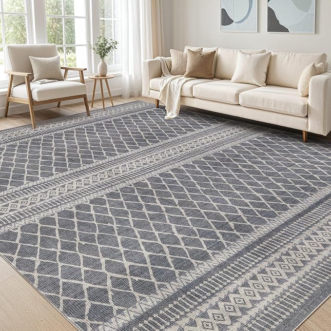 cotiled 10x14 Area Rug Living Room: Washable Boho Rugs by COTILED