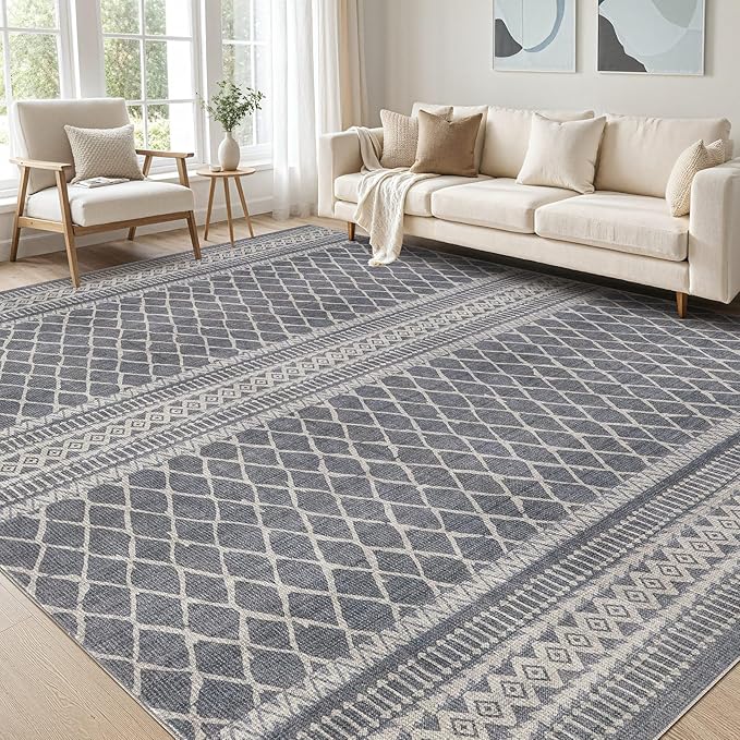 cotiled 8x10 Area Rug Living Room: Washable Boho Rugs by COTILED