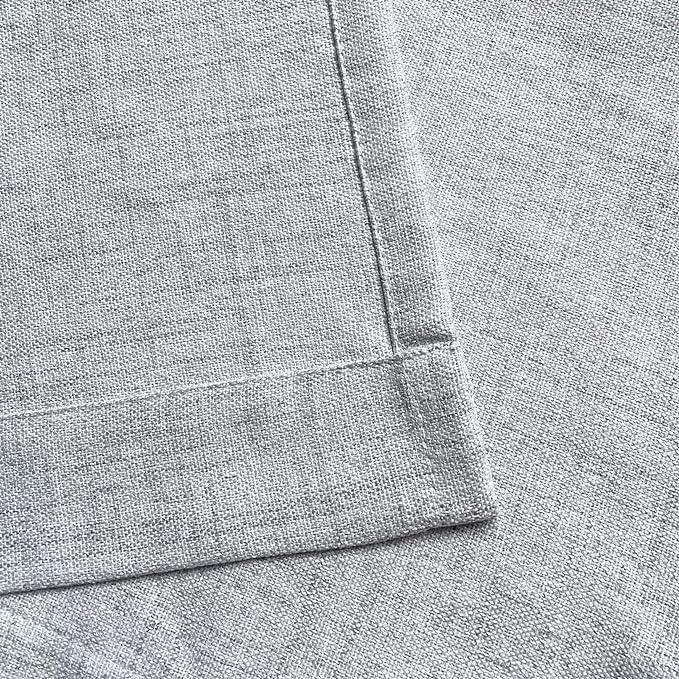 Oindec Faux Linen Kitchen Curtains 24 Inch Length Cafe Curtain Tiers - Image 7