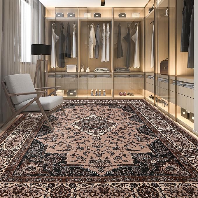 Area Rug for Living Room, 5x7Ft Machine Washable Vintage Brown Rugs for Bedroom - Image 5