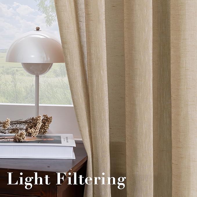 H.VERSAILTEX Linen Curtains Nickel Grommet Natural Linen Semi-Sheer Curtains 2 - Image 5