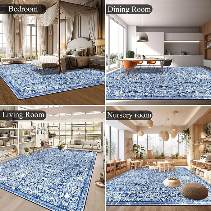 Vaukki Living Room Rug, Vintage Shaggy Soft Laundry Rug, Non Slip Kitchen Area - Image 3