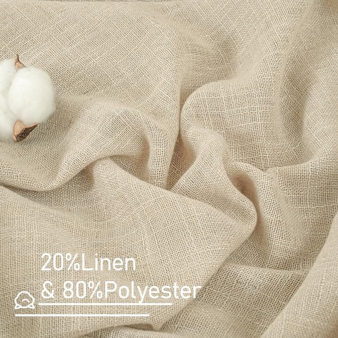 LAMIT Linen Curtains 45 Inch Length 2 Panels Set - Image 2