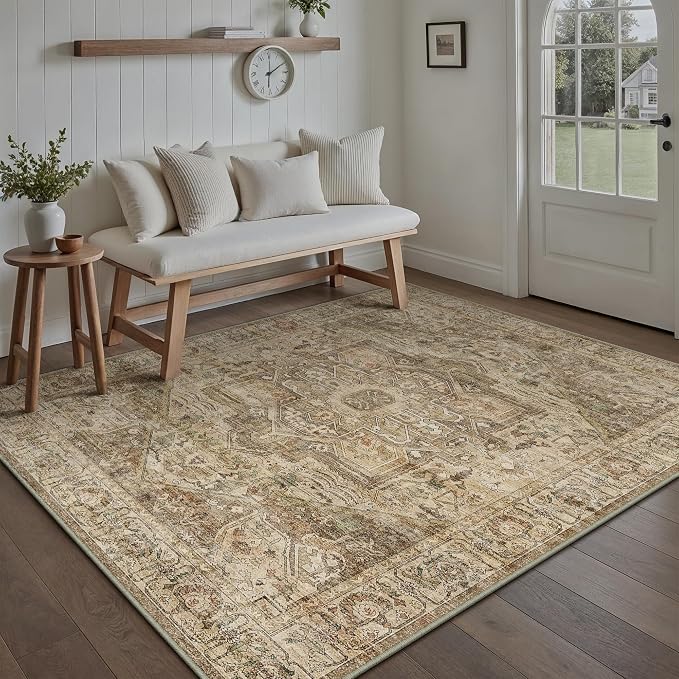 PureCozy Brown Multi Area Rug 6x9 Vintage Washable Distressed Living Room - Image 6