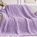 Negwoo Chunky Knit Throw Blanket, Handmade Light Purple Crochet Big Thick by Unknown