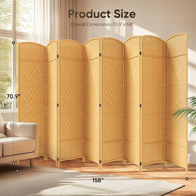JOSTYLE Room Divider 6ft. Tall Extra Wide Privacy Screen, Folding Privacy - Image 2