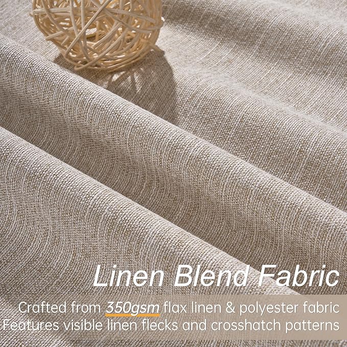 Topfinel 94 Inches Long Taupe Flax Custom Blackout Linen Curtains, Viral Ivory - Image 3