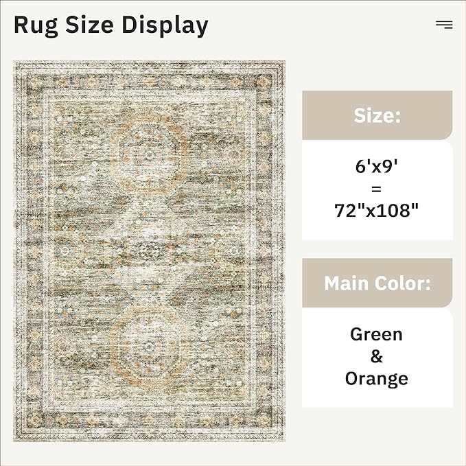 6x9 Area Rug for Living Room Washable 6x9 Non-Slip Modern Rugs for Bedroom - Image 5