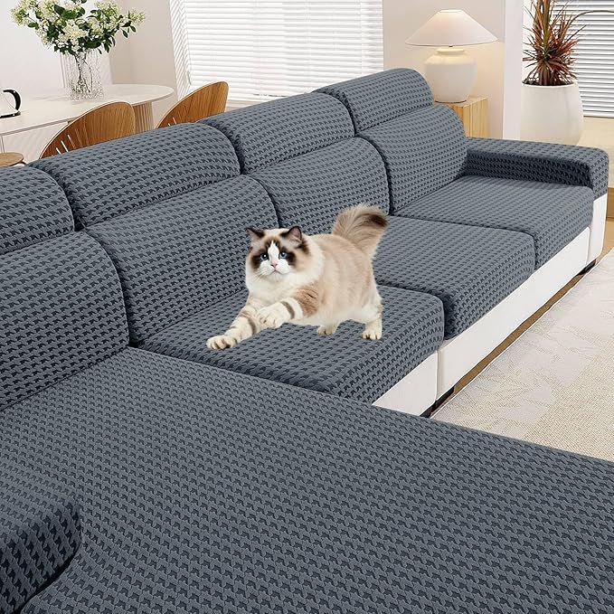 MAXIJIN Couch Cushion Covers for Sectional Sofa, Stretch Sofa Cushion Cover by MAXIJIN