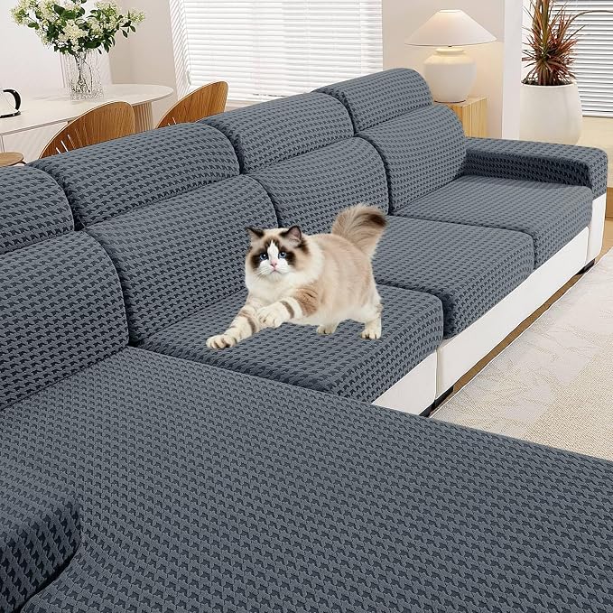 MAXIJIN Couch Cushion Covers for Sectional Sofa, Stretch Sofa Cushion Cover by MAXIJIN