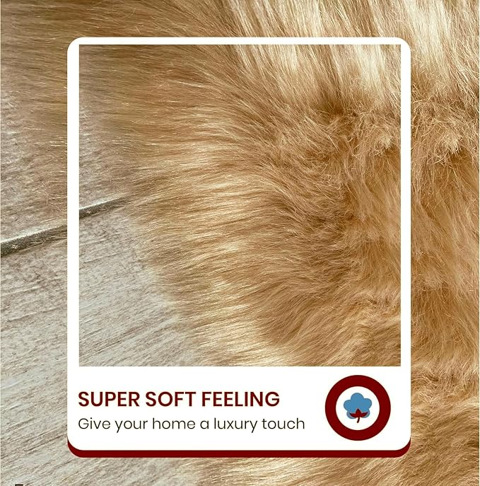 LAMBZY Faux Sheepskin Hypoallergenic Free Shape Silky Shag Rug, Luxury Shaggy - Image 2