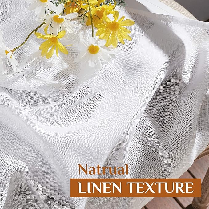 NICETOWN White Sheer Linen Curtains - Image 7