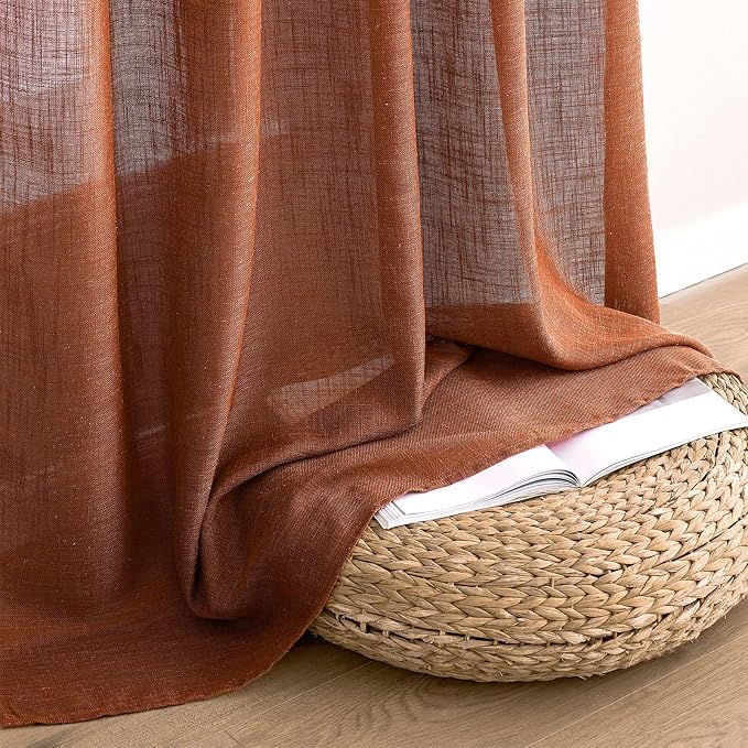 MIULEE Burnt Orange Linen Curtains 96 Inch Long - Image 7