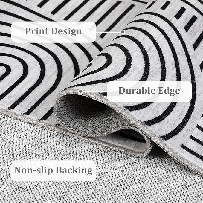 Washable Rug 9x12 Area Rugs for Living Room, Abstract Rug for Bedroom, Soft - Image 7