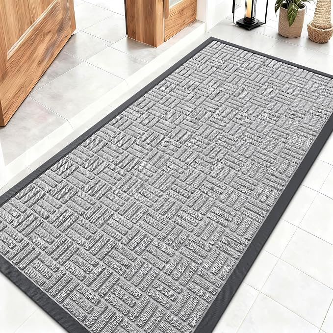OLANLY Front Door Mat Outside Entrance 47x23, Heavy Duty Sturdy Natural Rubber by OLANLY
