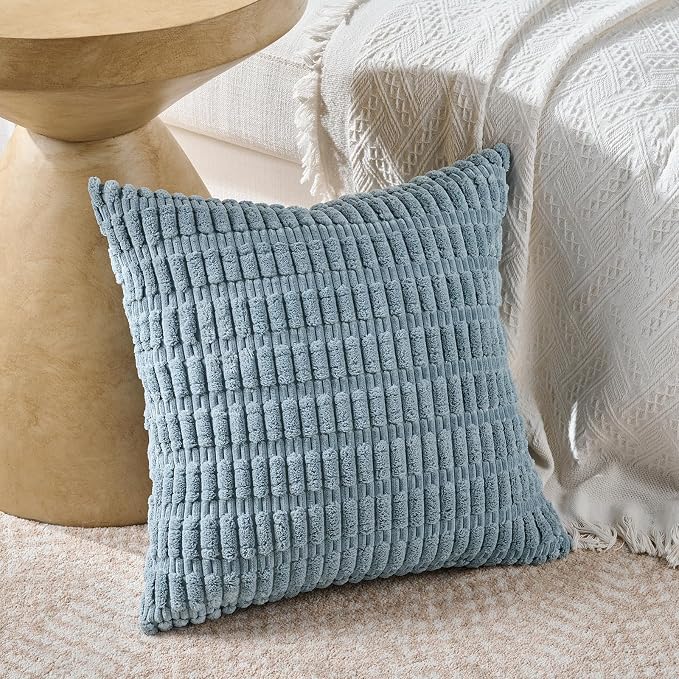Fancy Homi 4 Packs Boho Light Blue Decorative Throw Pillow Covers 18x18 Inch - Image 2
