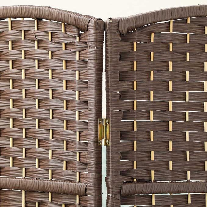 HOMCOM Room Divider, 6 Ft 4 Panel Folding Privacy Screen, Hand-Woven PP Wall - Image 6