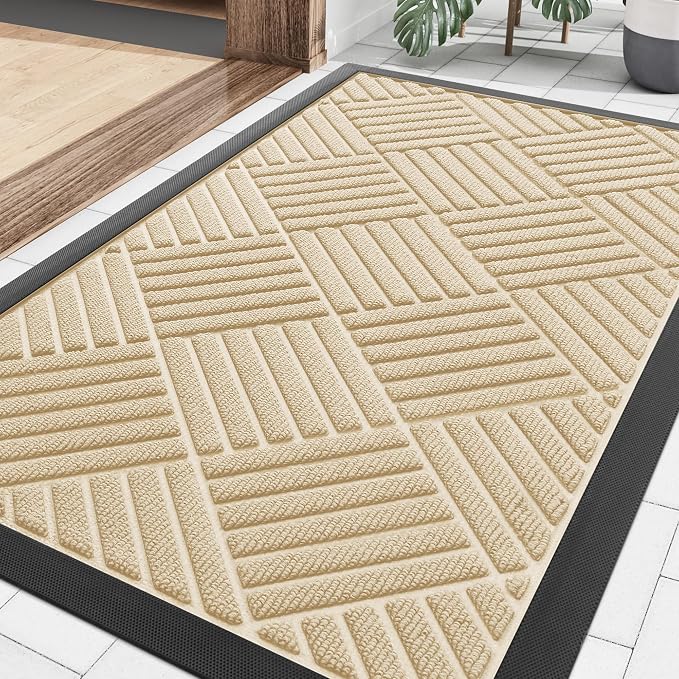 Smiry Front Door Mat Outside Entrance, Heavy Duty Outdoor Indoor Natural Rubber by Smiry