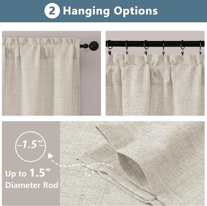 Chyhomenyc Natural Valance for Windows, Light Filtering Faux Linen Slub - Image 7