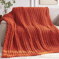 Negwoo Chunky Knit Throw Blanket, Handmade Orange Crochet Big Thick Blanket by Unknown