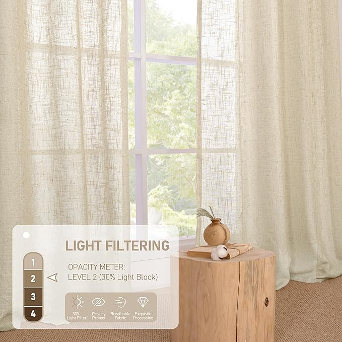 LAMIT Light Filtering Linen Curtains 84 inches Long - Image 4