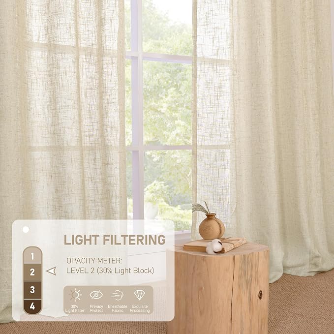 LAMIT Linen Sheer Curtains 95 inch - Image 5