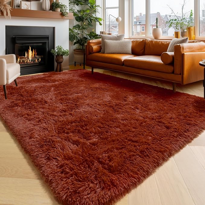 Amdrebio Terracotta Rust Large Area Rug 8x10 by Amdrebio