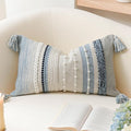 BlissBlush Decorative Lumbar Throw Pillow Cover 14x24 Boho Coastal Blue Accent by BlissBlush