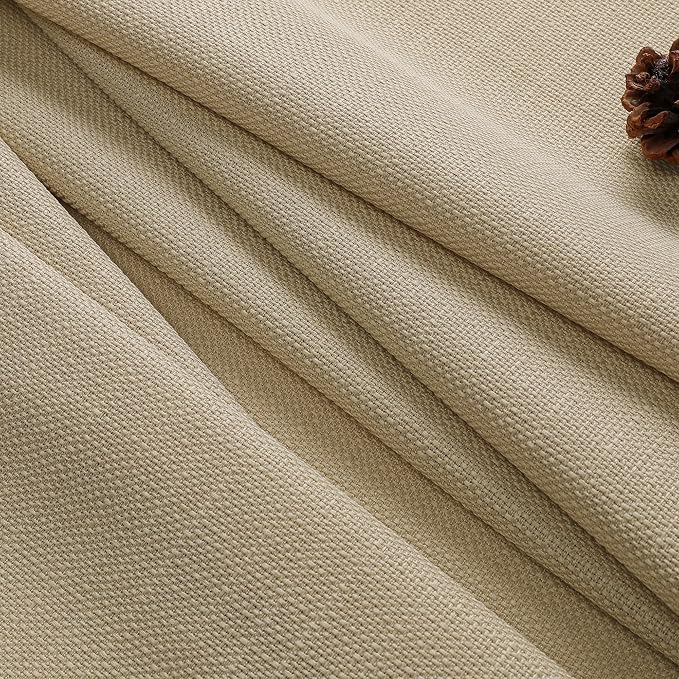 Chyhomenyc Camel Curtains 63 Inch Length 2 Panels, Faux Linen Textured Semi - Image 7