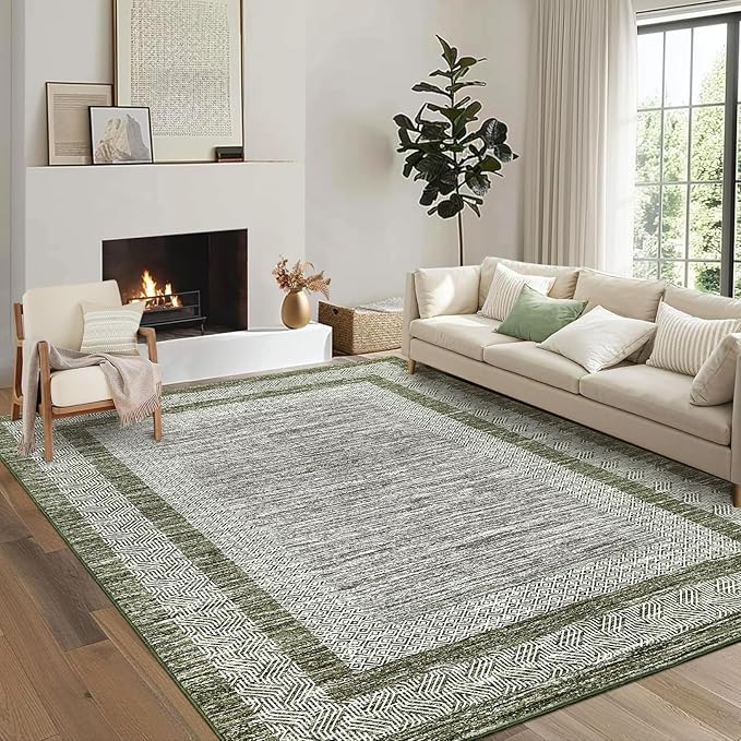GarveeHome Modern Geometric Area Rug 4x6 Distressed Bordered Washable Non Slip by GarveeHome