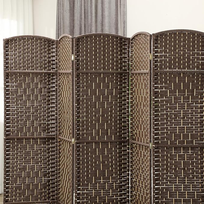 HOMCOM Room Divider, 6 Ft 6 Panel Folding Privacy Screen, Hand-Woven PP Wall - Image 6