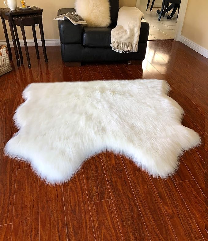 Free Shape Luxury Soft Fluffy Shag Area Rug Double Side by Side 3'x4', 90x120cm by LAMBZYRUGS