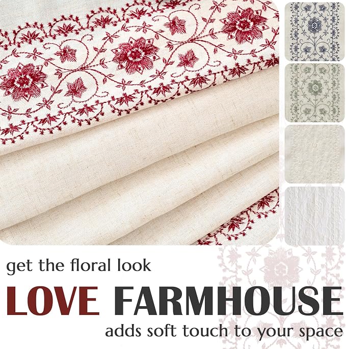 jinchan Boho Curtains for Bedroom Red Vintage Floral Farmhouse Curtains 84 - Image 5