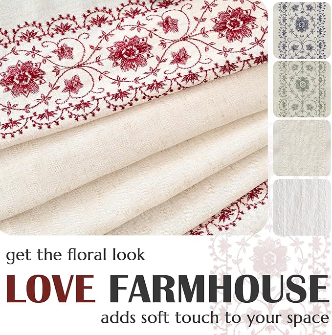 jinchan Boho Curtains for Bedroom Red Vintage Floral Farmhouse Curtains 96 - Image 5